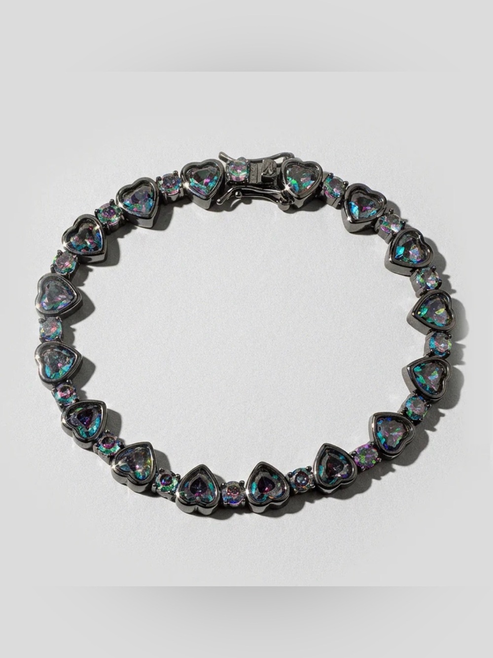 Oomiay Black Gold Mystic Topaz Heart Tennis Bracelet 17cm